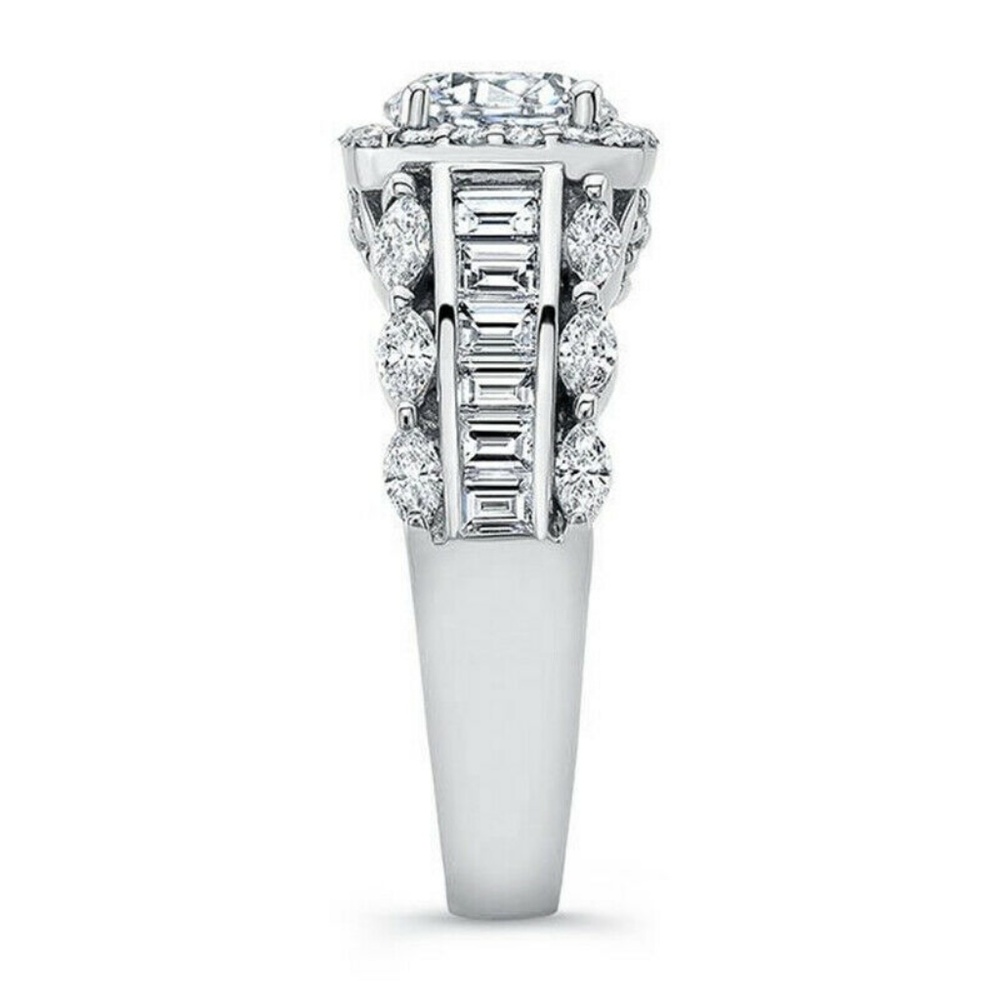 925 Silver Round Cut  White Sapphire Ring New - Picture 3 of 5